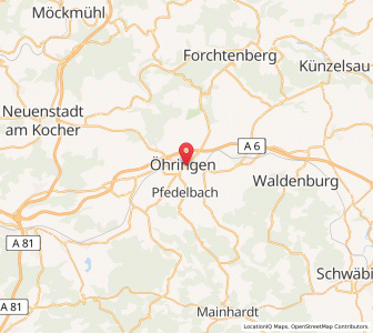 Map of Öhringen, Baden-Wurttemberg