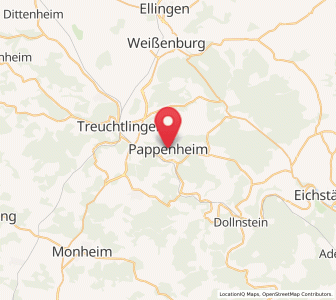Map of Pappenheim, Bavaria