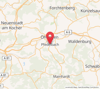 Map of Pfedelbach, Baden-Wurttemberg
