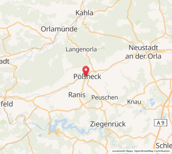 Map of Pößneck, Thuringia