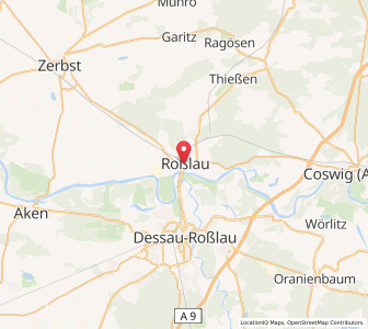 Map of Roßlau, Saxony-Anhalt
