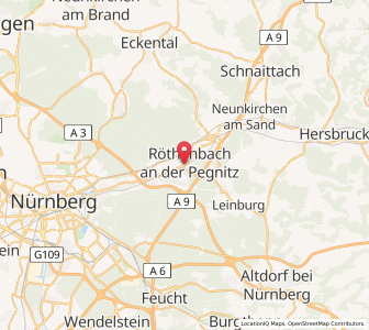 Map of Röthenbach an der Pegnitz, Bavaria