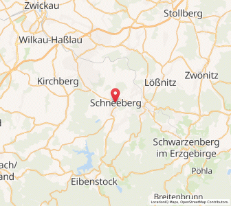 Map of Schneeberg, Saxony