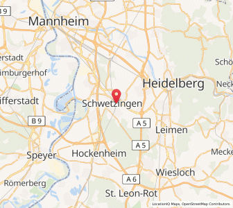 Map of Schwetzingen, Baden-Wurttemberg