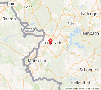 Map of Simmerath, North Rhine-Westphalia