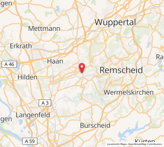 Map of Solingen, North Rhine-Westphalia