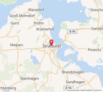Map of Stralsund, Mecklenburg-Vorpommern