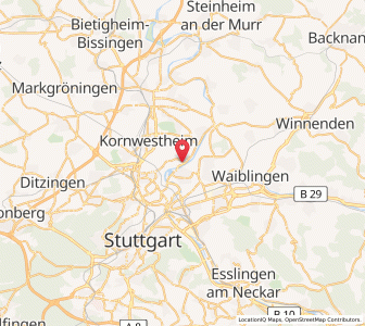 Map of Stuttgart Mühlhausen, Baden-Wurttemberg