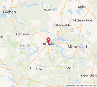 Map of Templin, Brandenburg