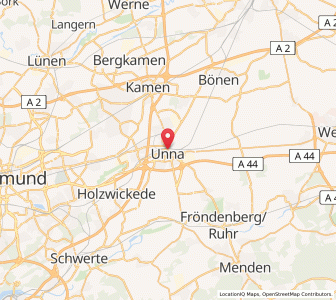 Map of Unna, North Rhine-Westphalia