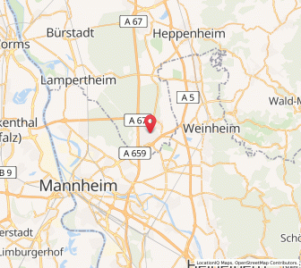 Map of Viernheim, Hesse