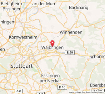 Map of Waiblingen, Baden-Wurttemberg