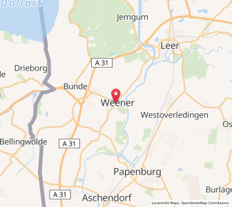 Map of Weener, Lower Saxony