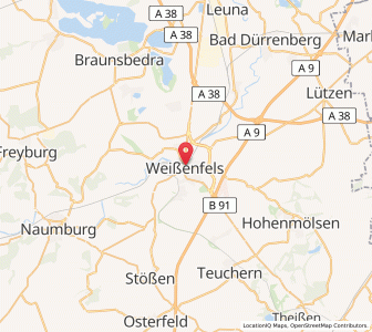Map of Weißenfels, Saxony-Anhalt