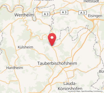 Map of Werbach, Baden-Wurttemberg