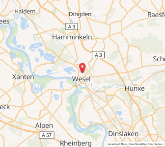 Map of Wesel, North Rhine-Westphalia