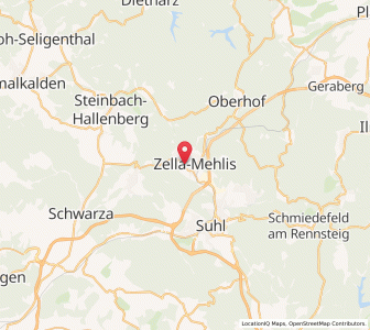Map of Zella-Mehlis, Thuringia