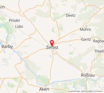 Map of Zerbst, Saxony-Anhalt