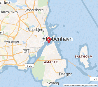 Map of Christianshavn, Capital Region