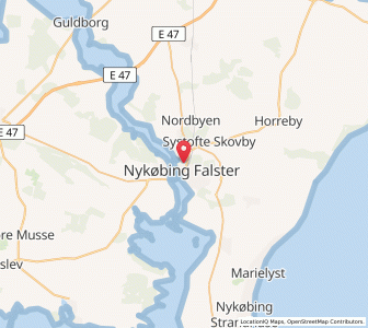 Map of Nykøbing Falster, Zealand