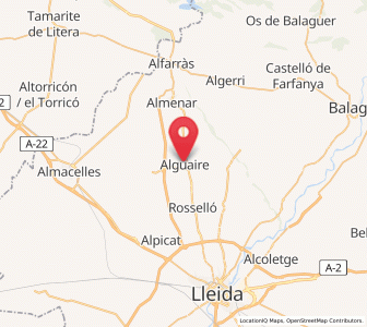 Map of Alguaire, Catalonia