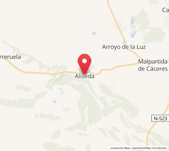 Map of Aliseda, Extremadura