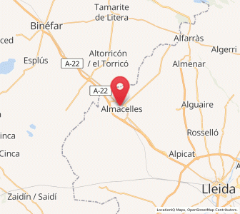 Map of Almacelles, Catalonia
