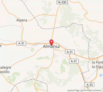 Map of Almansa, Castille-La Mancha