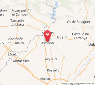 Map of Almenar, Catalonia