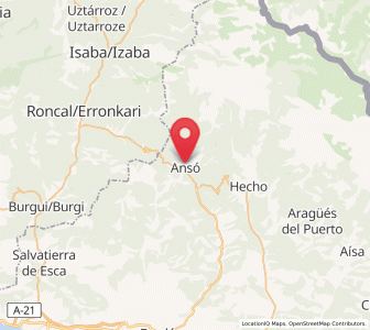 Map of Ansó, Aragon