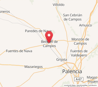 Map of Becerril de Campos, Castille and León