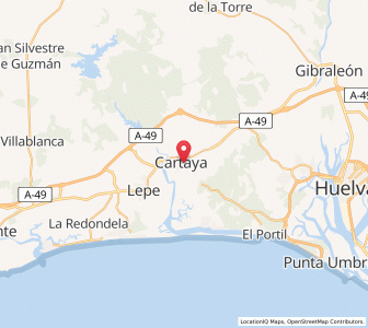 Map of Cartaya, Andalusia