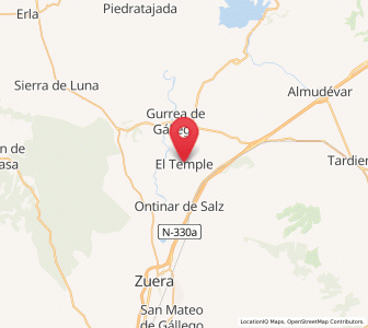 Map of El Temple, Aragon
