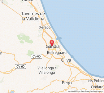 Map of Gandia, Valencia