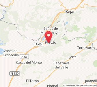 Map of Hervás, Extremadura