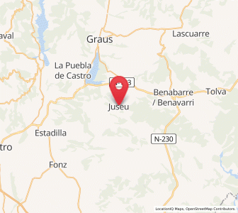 Map of Juseu, Aragon