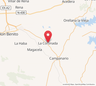Map of La Coronada, Extremadura