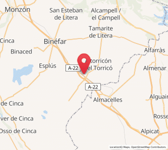 Map of la Melusa, Aragon