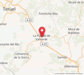 Map of La Puebla de Valverde, Aragon