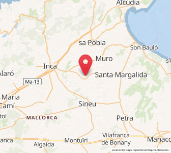 Map of Llubí, Balearic Islands