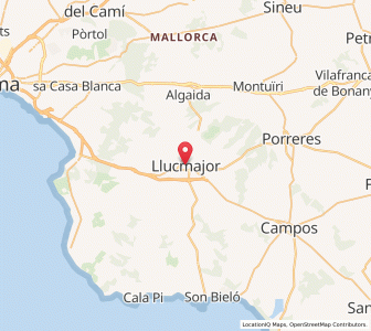 Map of Llucmajor, Balearic Islands