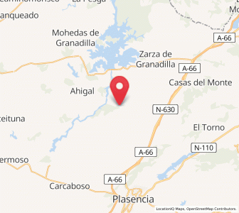 Map of Los Berrocosos, Extremadura