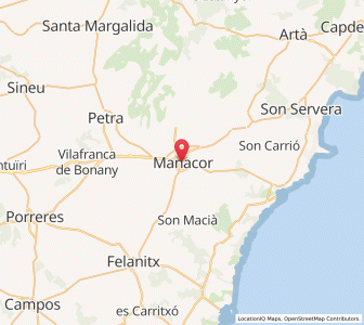 Map of Manacor, Balearic Islands