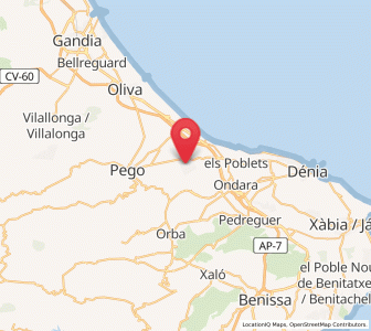 Map of Monte Pego, Valencia