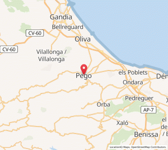 Map of Pego, Valencia