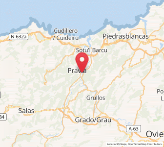 Map of Prahúa, Asturias