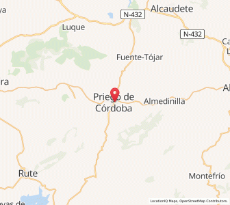 Map of Priego de Córdoba, Andalusia