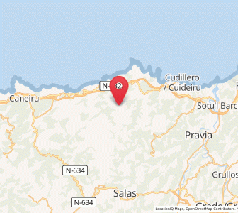 Map of Ribao, Asturias