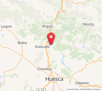 Map of Sabayés, Aragon