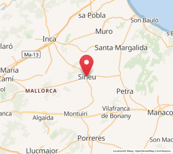 Map of Sineu, Balearic Islands